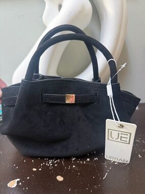 Urban Expressions Black Suede Mini Satchel with Gold Accent